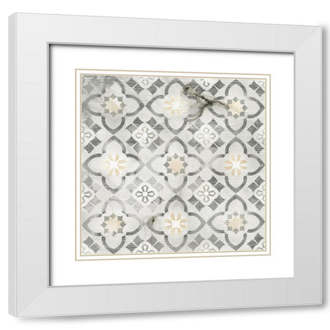 Marble Tile Design IV White Modern Wood Framed Art Print with Double Matting by Vess, June Erica