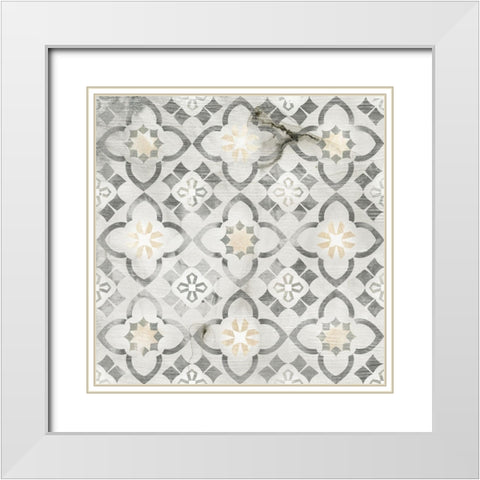 Marble Tile Design IV White Modern Wood Framed Art Print with Double Matting by Vess, June Erica