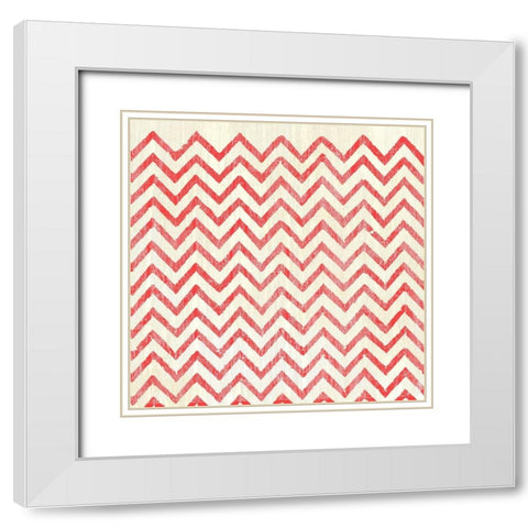 Weathered Patterns in Red IV White Modern Wood Framed Art Print with Double Matting by Vess, June Erica