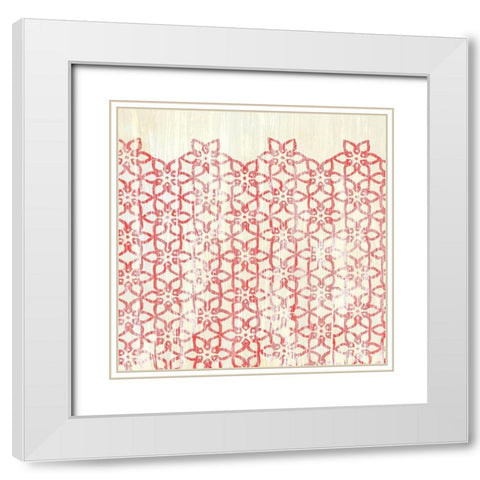 Weathered Patterns in Red IX White Modern Wood Framed Art Print with Double Matting by Vess, June Erica
