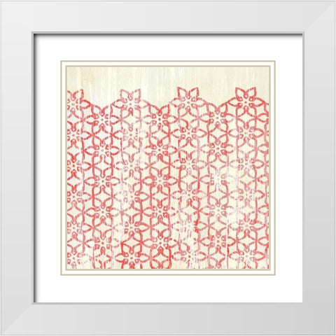 Weathered Patterns in Red IX White Modern Wood Framed Art Print with Double Matting by Vess, June Erica