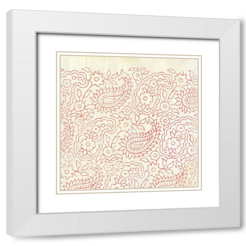 Weathered Patterns in Red XI White Modern Wood Framed Art Print with Double Matting by Vess, June Erica