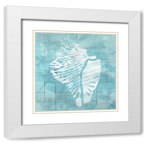Cerulean Shell III White Modern Wood Framed Art Print with Double Matting by Vess, June Erica