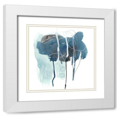 Incidental Indigo II White Modern Wood Framed Art Print with Double Matting by Vess, June Erica