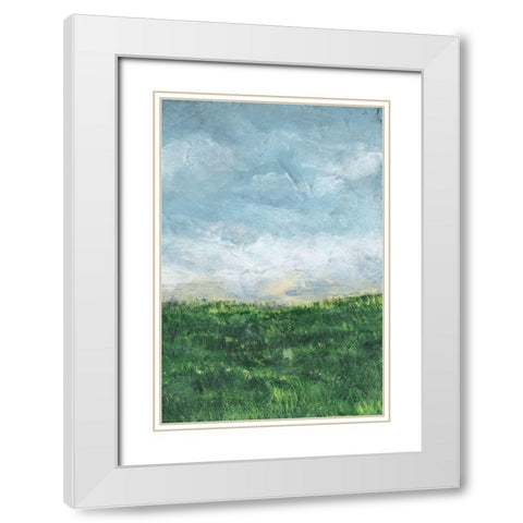 Verdant Fields II White Modern Wood Framed Art Print with Double Matting by Chandler, Sharon