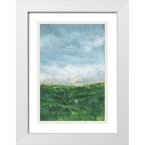 Verdant Fields II White Modern Wood Framed Art Print with Double Matting by Chandler, Sharon