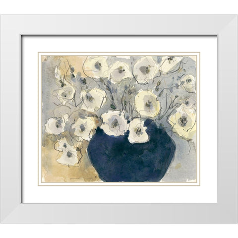 White Blossom Study I White Modern Wood Framed Art Print with Double Matting by Dixon, Samuel