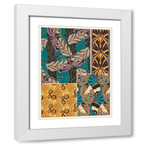 Decorative Butterflies I White Modern Wood Framed Art Print with Double Matting by Seguy, Eugene