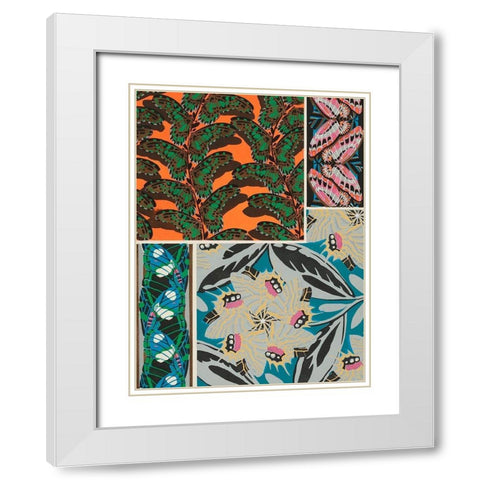 Decorative Butterflies II White Modern Wood Framed Art Print with Double Matting by Seguy, Eugene