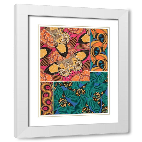 Decorative Butterflies III White Modern Wood Framed Art Print with Double Matting by Seguy, Eugene