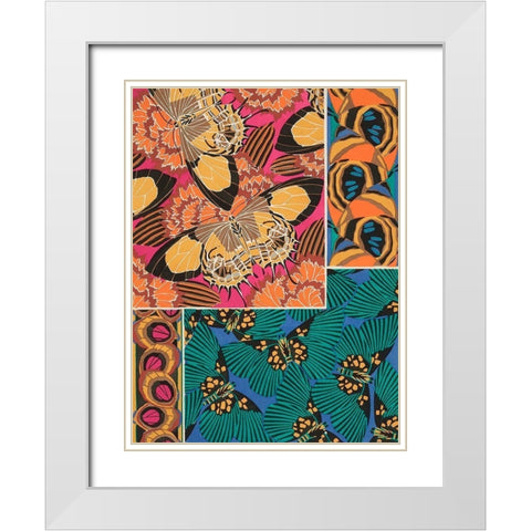 Decorative Butterflies III White Modern Wood Framed Art Print with Double Matting by Seguy, Eugene