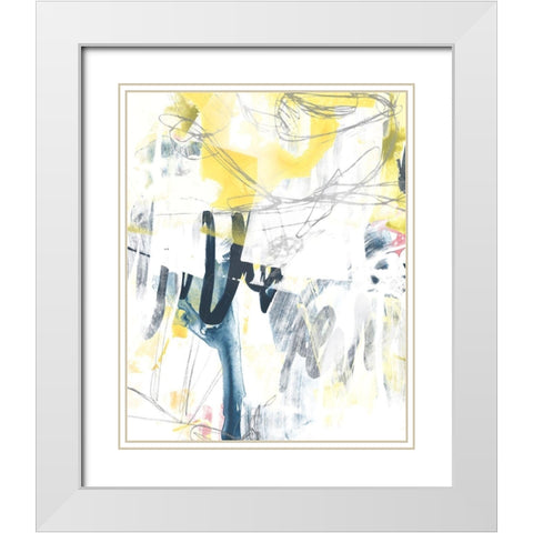 Lyrical Graffiti II White Modern Wood Framed Art Print with Double Matting by Vess, June Erica
