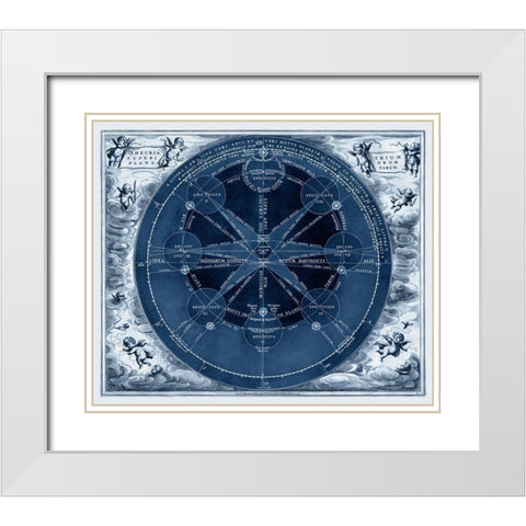 Indigo Planetary Chart White Modern Wood Framed Art Print with Double Matting by Vision Studio