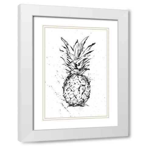 Pineapple Ink Study I White Modern Wood Framed Art Print with Double Matting by Harper, Ethan