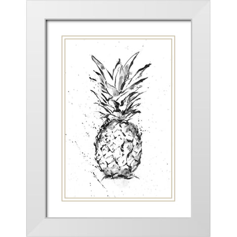 Pineapple Ink Study I White Modern Wood Framed Art Print with Double Matting by Harper, Ethan