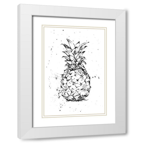 Pineapple Ink Study I White Modern Wood Framed Art Print with Double Matting by Harper, Ethan