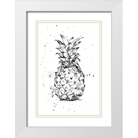 Pineapple Ink Study I White Modern Wood Framed Art Print with Double Matting by Harper, Ethan