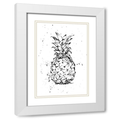 Pineapple Ink Study II White Modern Wood Framed Art Print with Double Matting by Harper, Ethan