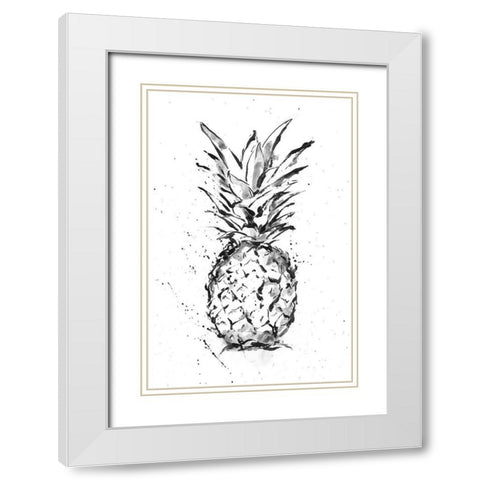 Pineapple Ink Study II White Modern Wood Framed Art Print with Double Matting by Harper, Ethan