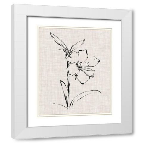 Floral Ink Study I White Modern Wood Framed Art Print with Double Matting by Harper, Ethan