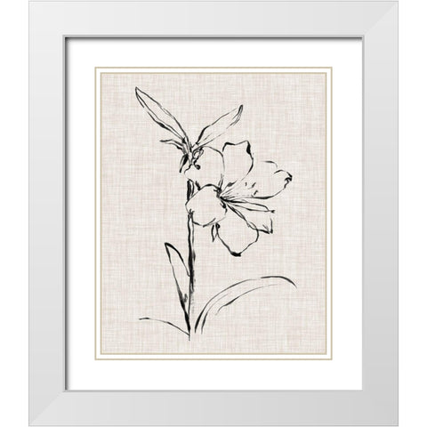 Floral Ink Study I White Modern Wood Framed Art Print with Double Matting by Harper, Ethan