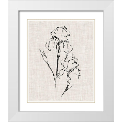Floral Ink Study II White Modern Wood Framed Art Print with Double Matting by Harper, Ethan