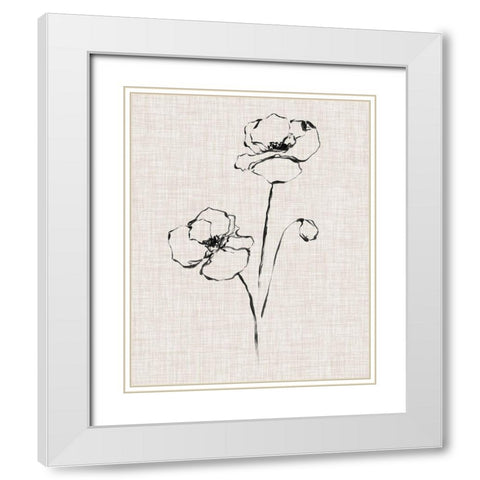 Floral Ink Study III White Modern Wood Framed Art Print with Double Matting by Harper, Ethan