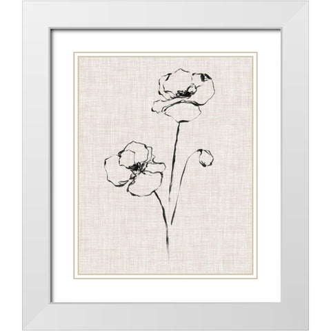 Floral Ink Study III White Modern Wood Framed Art Print with Double Matting by Harper, Ethan