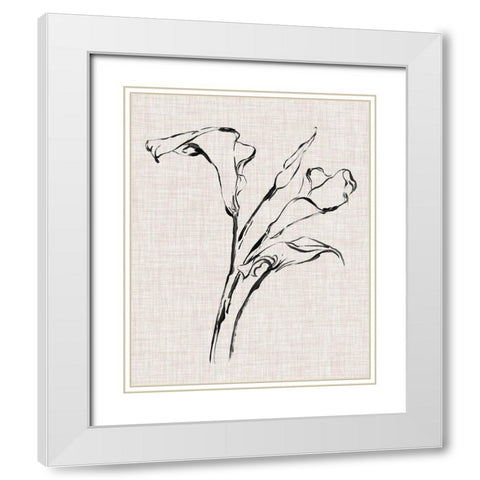 Floral Ink Study IV White Modern Wood Framed Art Print with Double Matting by Harper, Ethan