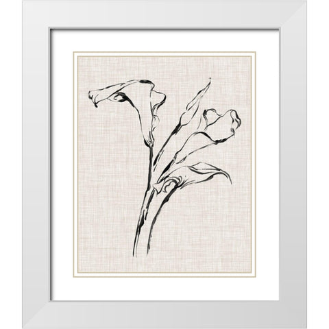 Floral Ink Study IV White Modern Wood Framed Art Print with Double Matting by Harper, Ethan