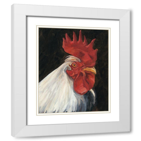 Rooster Portrait I White Modern Wood Framed Art Print with Double Matting by Harper, Ethan