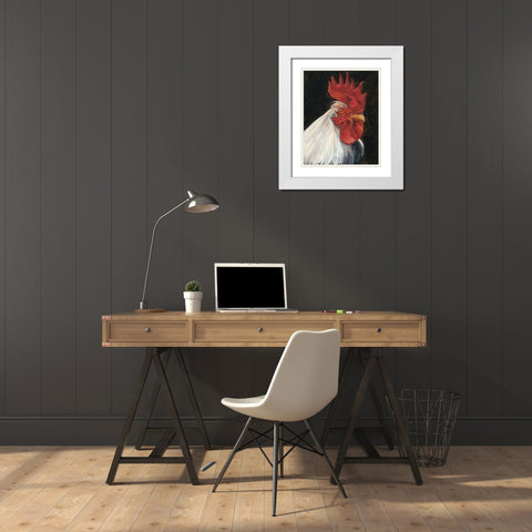 Rooster Portrait I White Modern Wood Framed Art Print with Double Matting by Harper, Ethan