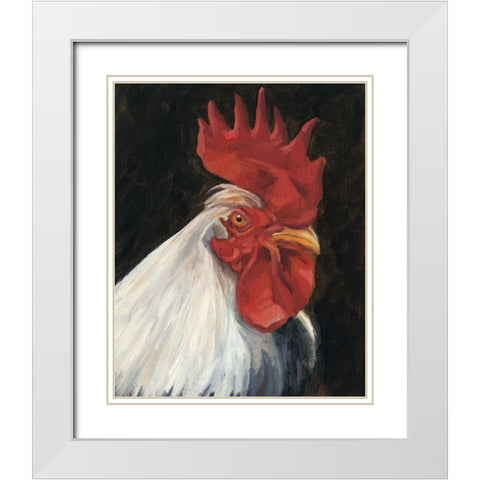 Rooster Portrait I White Modern Wood Framed Art Print with Double Matting by Harper, Ethan