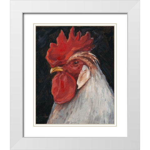 Rooster Portrait II White Modern Wood Framed Art Print with Double Matting by Harper, Ethan