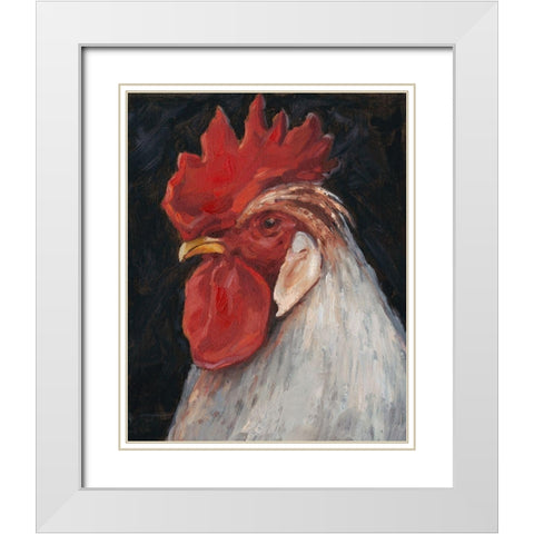 Rooster Portrait II White Modern Wood Framed Art Print with Double Matting by Harper, Ethan