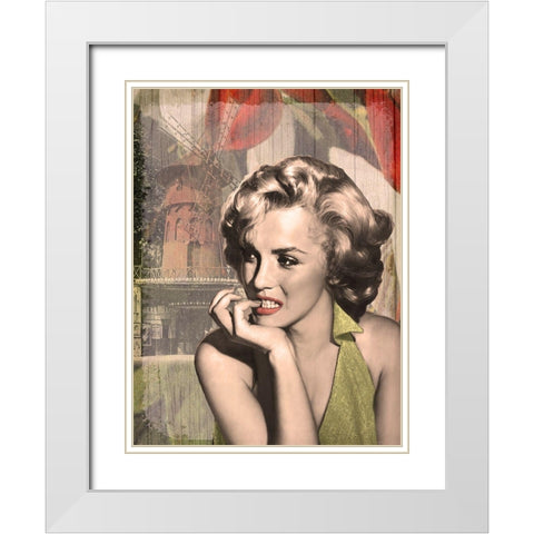 The Thinker Red Lips White Modern Wood Framed Art Print with Double Matting by Consani, Chris