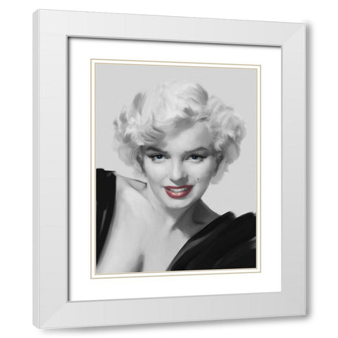 The Look Red Lips White Modern Wood Framed Art Print with Double Matting by Consani, Chris