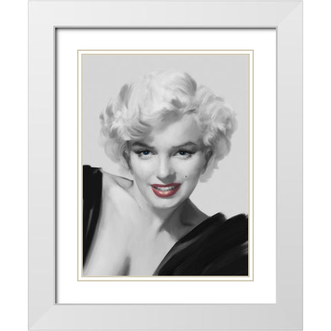 The Look Red Lips White Modern Wood Framed Art Print with Double Matting by Consani, Chris