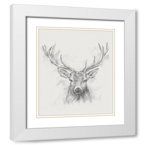 Contemporary Elk Sketch I White Modern Wood Framed Art Print with Double Matting by Harper, Ethan