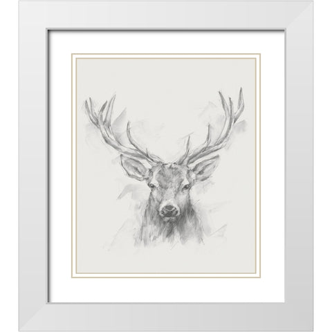 Contemporary Elk Sketch I White Modern Wood Framed Art Print with Double Matting by Harper, Ethan