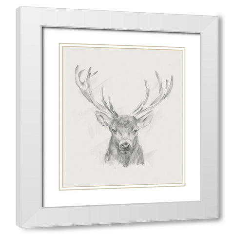 Contemporary Elk Sketch II White Modern Wood Framed Art Print with Double Matting by Harper, Ethan