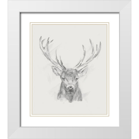 Contemporary Elk Sketch II White Modern Wood Framed Art Print with Double Matting by Harper, Ethan