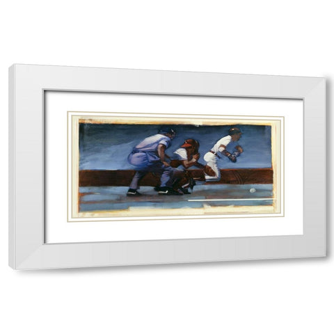 Baseball II White Modern Wood Framed Art Print with Double Matting by Dean, Bruce