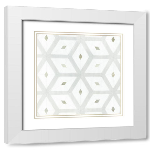 Seaglass Tiles II White Modern Wood Framed Art Print with Double Matting by Borges, Victoria