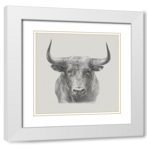 Black Bull White Modern Wood Framed Art Print with Double Matting by Harper, Ethan