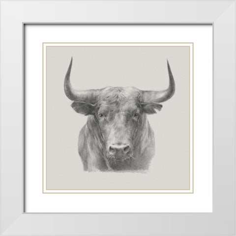 Black Bull White Modern Wood Framed Art Print with Double Matting by Harper, Ethan