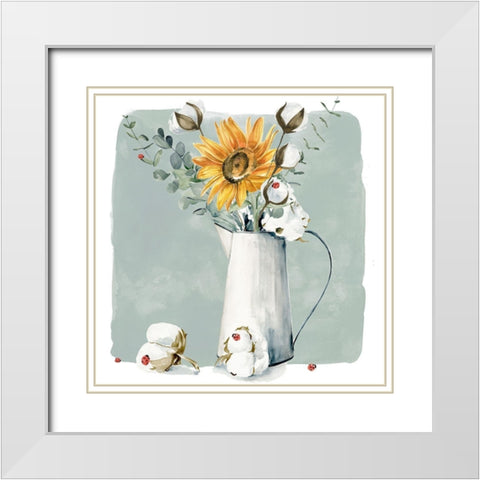 Cotton Bouquet I White Modern Wood Framed Art Print with Double Matting by Parker, Jennifer Paxton
