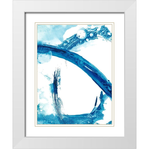 Aqua Ring I White Modern Wood Framed Art Print with Double Matting by Harper, Ethan
