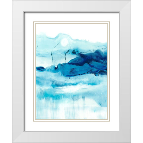 Blue Currents I White Modern Wood Framed Art Print with Double Matting by Harper, Ethan
