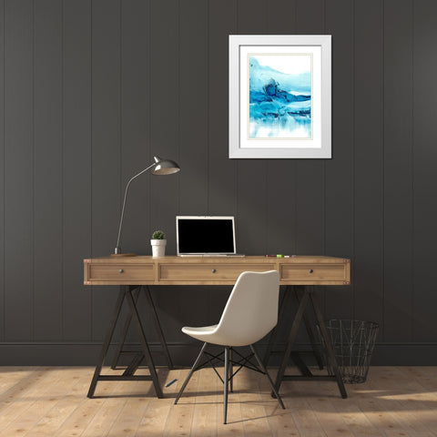 Blue Currents II White Modern Wood Framed Art Print with Double Matting by Harper, Ethan